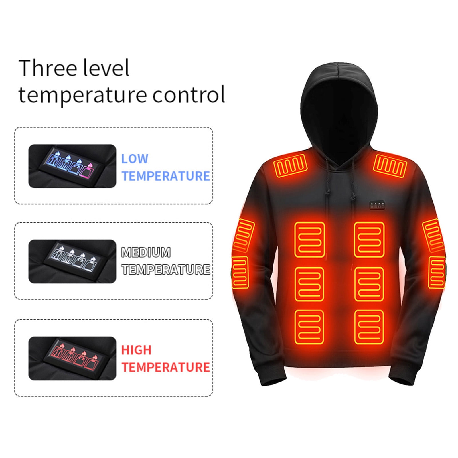 MELDVDIB Mens Heated Hoodies USB-Powered Electrical Heating Hooded Sweatshirt with 29 Adjustable Heating Zones Warm Outdoor Winter Wear