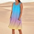thumbnail image 5 of Yourumao Gradient Mini Dresses for Women Round Neck Sleeveless Shift Dress Comfy Stretch Flowy Sundress Summer Lounge Clothes, 5 of 8