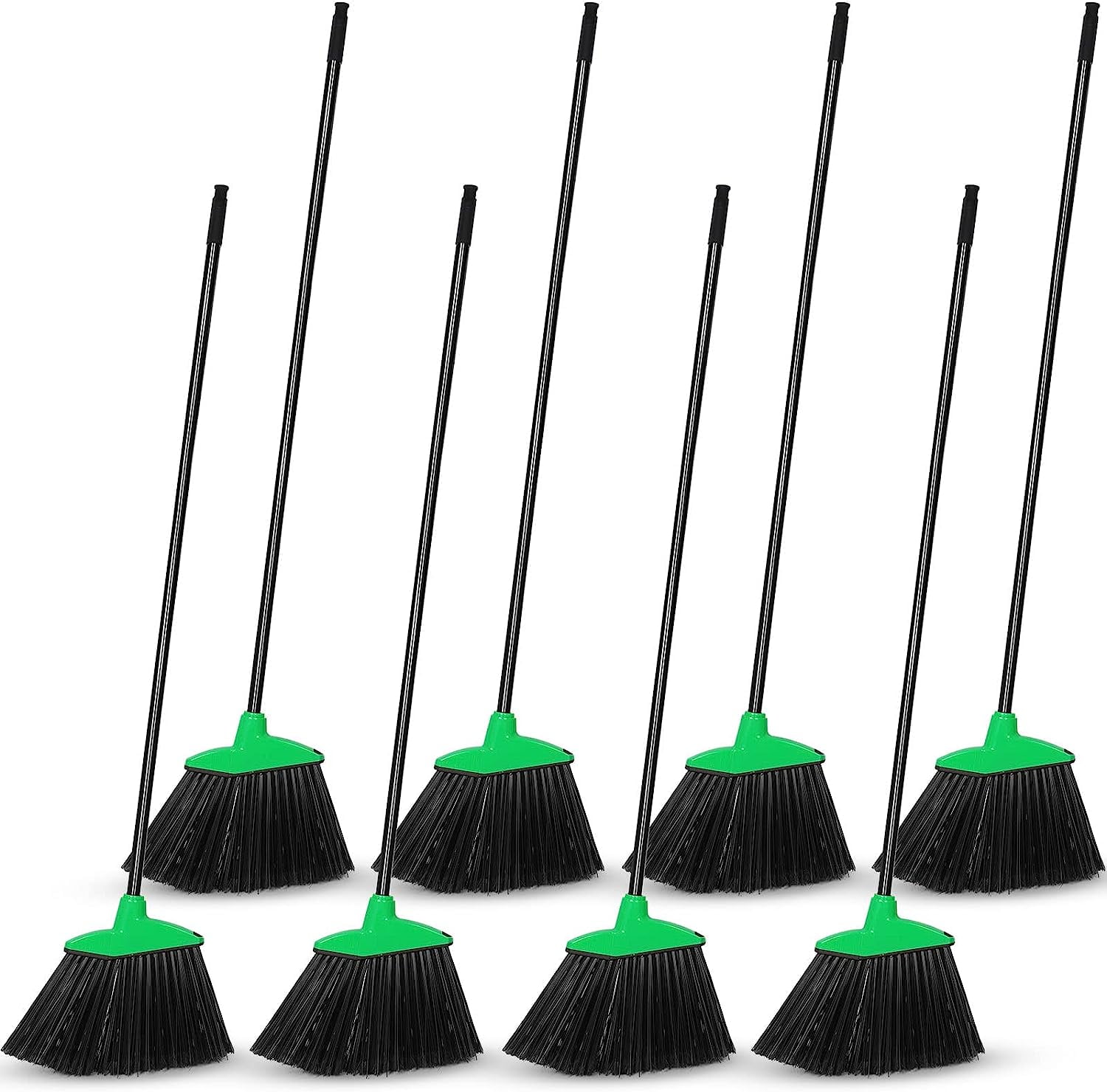 8 Pack Brooms Heavy Duty Commercial Broom Bulk Indoor Outdoor Broom with Long Handle for