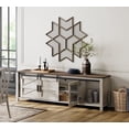 thumbnail image 2 of WAMPAT Farmhouse Kitchen Coffee Bar Cabinet, Sideboard Credenza with Sliding Barn Door & Adjustable Shelf, Wooden Accent Cabinet for Kitchen, Rustic White, 2 of 7