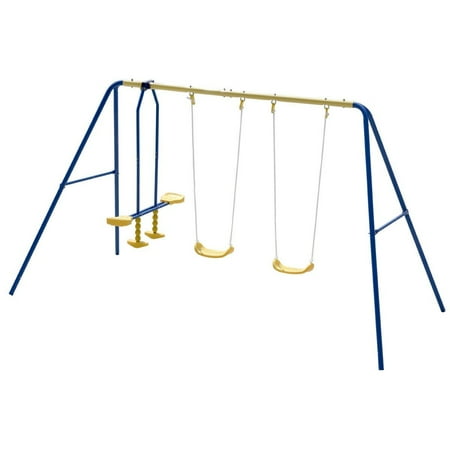 - Metal A-Frame Four Seat Swing Set for 4 Children