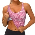 thumbnail image 3 of Pofeuu Pink Glitter Print Sports Bra for Women Sexy Vest Yoga Running Gym Fitness Crop Bras Tops-Large, 3 of 8