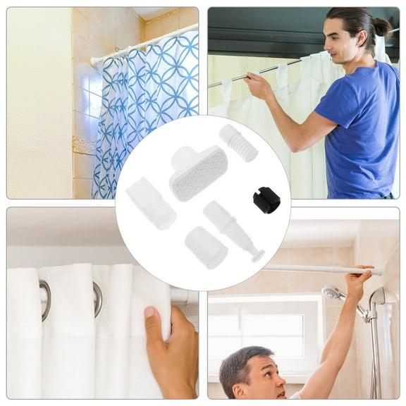 HEMOTON 4 Sets of Decorative Curtain Rod End Caps Curtain Rod Finials Replacement Plastic End Caps For Window Curtain Rods And Shower Tension Rods