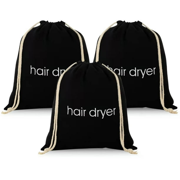 Bolsas para secador de pelo ERKXD (3, 6 y 8 unidades) con cordón para viaje y baño (3 unidades, color negro)