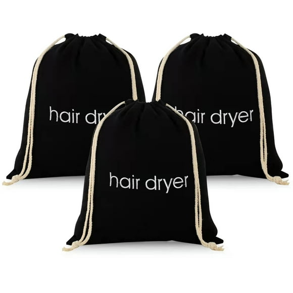 Bolsas para secador de pelo ERKXD (3, 6 y 8 unidades) con cordón para viaje y baño (3 unidades, color negro)