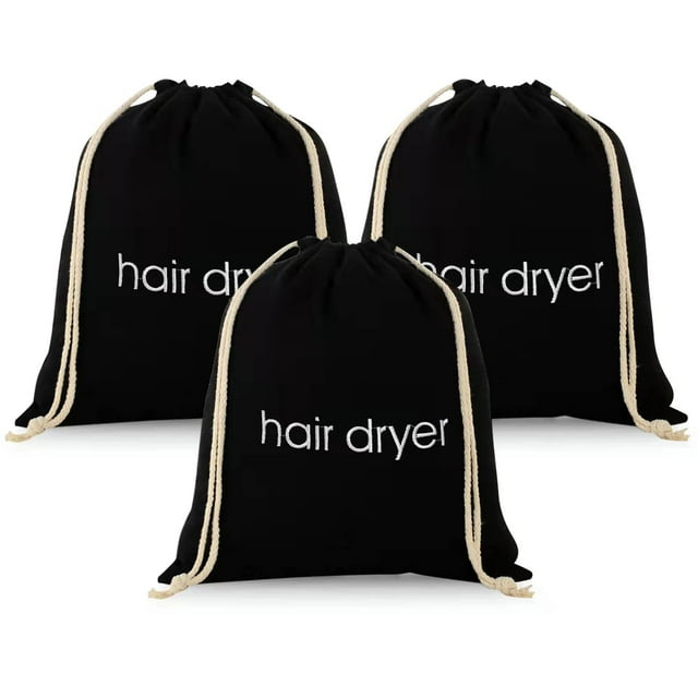 Bolsas para secador de pelo ERKXD (3, 6 y 8 unidades) con cordón para viaje y baño (3 unidades, color negro)