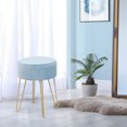 thumbnail image 4 of Costway Repose-Pieds Rond Velours Repose-Pieds Tabouret Table d'Appoint Chaise avec Pieds en Métal Bleu, 4 of 9