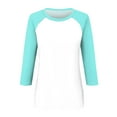 thumbnail image 3 of Versatile Women's T-Shirts Casual Summer Tops 3/4 Sleeve Raglan Round Neck Comfortable Design Fashionable Everyday Wear, 3 of 4