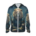 thumbnail image 1 of Fotbe Starry Sky Meditating Lion Chaqueta con Protección Solar UPF 50+ para Hombre y Mujer, Camisa con Capucha y Bolsillos-Medium, 1 of 7