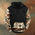 thumbnail image 2 of Men's Hoodies Colour Block Vintage Ethnic Style Printed Pullover Hooded Sweatshirts with Pockets Fall Sweatshirts Work Wear Sweaters Fleece Lined Hoody Long Sleeve Tops Hoodie for Men, 2 of 3