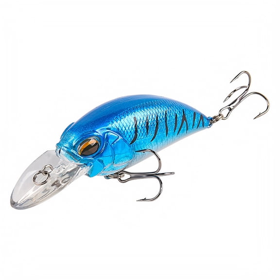 Deep Diving Crankbait Fishing Lure, Floating Rattling Hard Bait with 3D Eyes and Dual Treble Hooks for Bass, Blue, 4.33 Inch