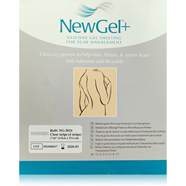newgel+ silicone gel strips for scar managment 1" x 6" strips clear