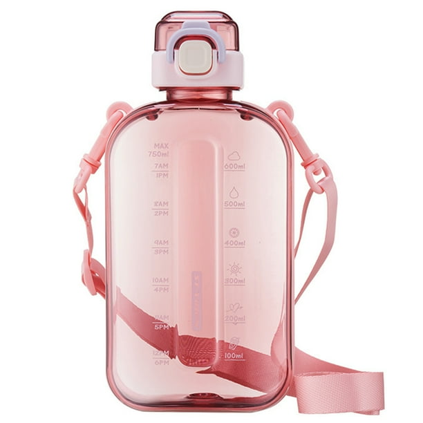 Termos para agua de 750 ML, taza portátil transparente a prueba de fugas, vasos de verano (rosa)
