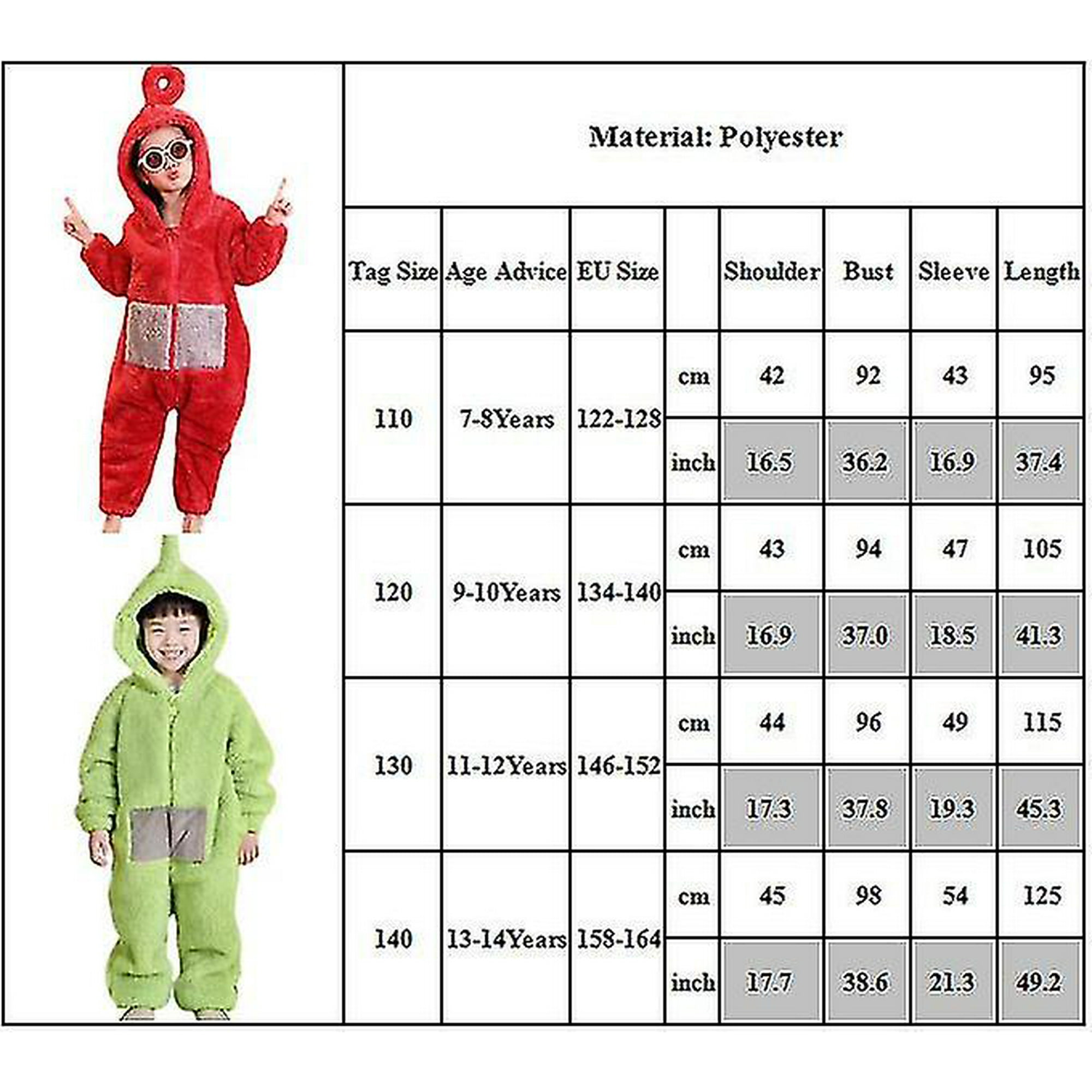 7 14 Years Kids Teens Boys Girls Cosplay Teletubbies Costume Christmas Pyjamas Sleepwear Jumpsuit Gifts Walmart