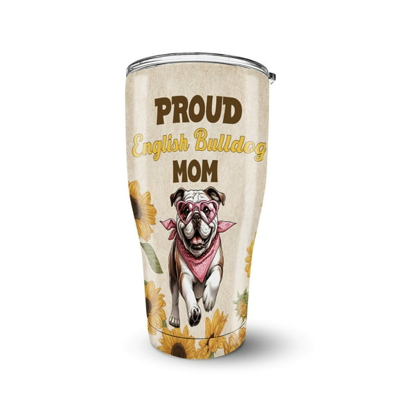 Proud English Bulldog Mom Happy Mother's Day with Love 30oz Stainless Steel Tumbler Insulated Cup with Lid Dog Lover Gifts Idea - 02003