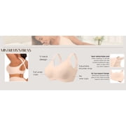 MINTREUS Womens Wireless Bras V Mesh Comfortable Bralette Supportive Tshirt Bra No Underwire Seamless Push Up