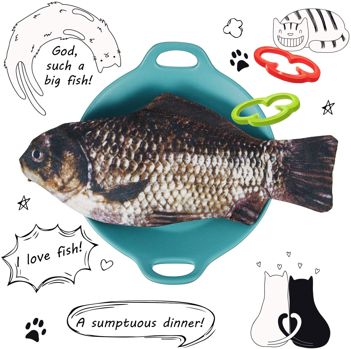 Fish Shaped Pencil Case with Padded Foam Lining and Cute Fish Pens