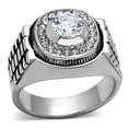 thumbnail image 1 of Alamode TK948-8 Men High Polished Stainless Steel Ring with AAA Grade CZ in Clear - Size 8, 1 of 1