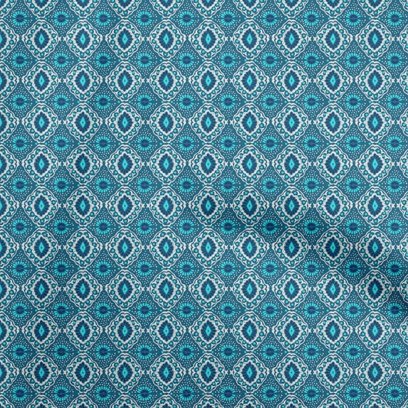 oneOone Velvet Teal Blue Fabric Abstract Traditional Craft Projects Decor Fabric Printed By The Yard 58 Inch Wide