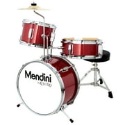 Cecilio Mendini MJDS-1-BR 13" 3-Piece Kids Junior Teen And Tween Drum Set with Adjustable Throne, Cymbal, Pedal and Drumsticks, Metallic Red