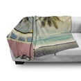 thumbnail image 3 of Surf Soft Flannel Fleece Blanket, Minivan the Beach Retro Inspired Vacation Clouds in Summer Sky Honeymoon Destination, Cozy Plush for Indoor and Outdoor Use, 70" x 90", Multicolor, by Ambesonne, 3 of 6