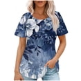 thumbnail image 2 of Giftesty Blouses for Women Dressy Casual Fashionable Women's Casual Short Sleeved Loose Round Neck Printed Top, 2 of 5