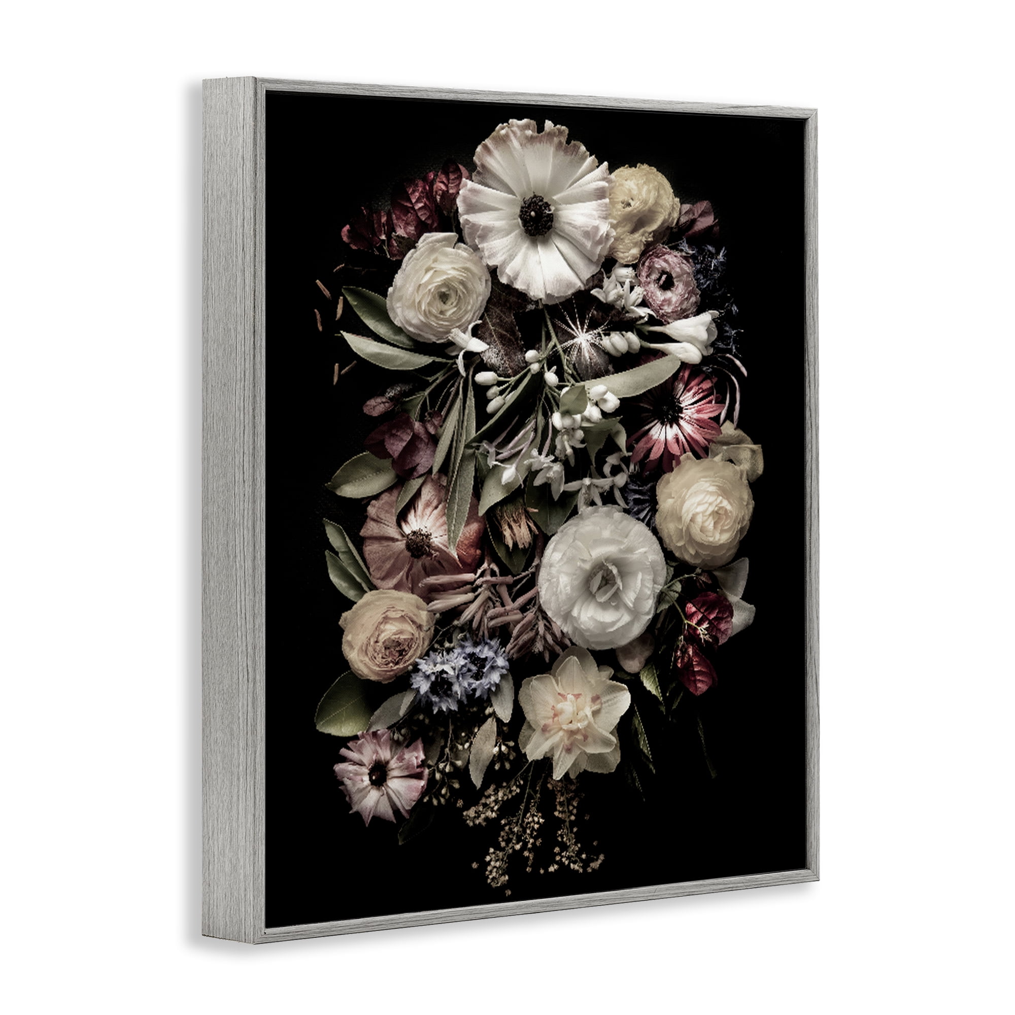 Stupell Industries Pale Yellow Roses Cluster Gray Framed Giclee Art, design by Carl Kravats