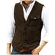 thumbnail image 1 of Camiseta sin mangas con cuello en V para hombre, color liso, sin mangas, con cuello en V y múltiples bolsillos, blusa informal de moda para hombre, 1 of 7