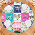 thumbnail image 2 of Round Tablecloth with Elastic Border and Full Floral Pattern, Reusable Water-Resistant Polyester Fabric, Fits 44-52 Inch Table, 2 of 6
