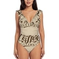 thumbnail image 2 of Yiaed Coffee Time (2) Print Women's Ruffled One Piece Swimsuit V Neck Swimwear Slimming Monokini for Woman-XX-Large, 2 of 8