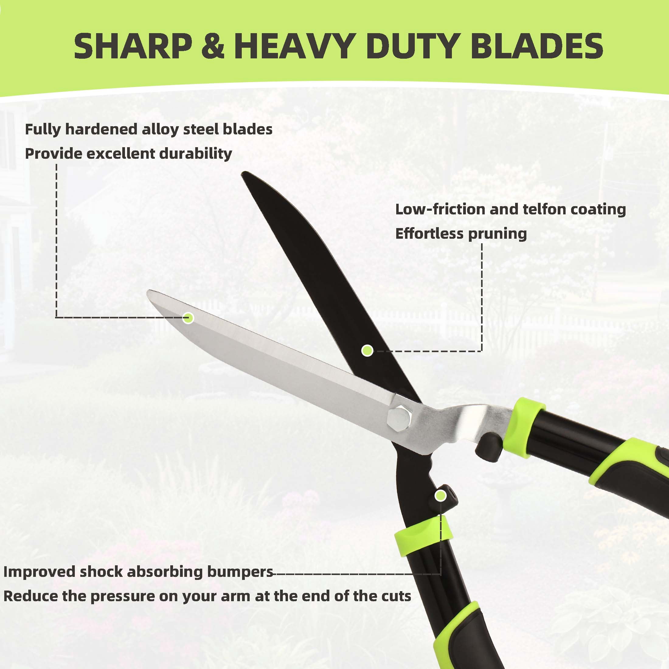YARTTING Hedge Shears, Hedge Clippers for Trimming Borders, Hedge Trimmer with Sharp Blade, Shears Gardening Tools for Shaping Hedges, Shrubs Bushes