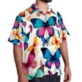 thumbnail image 2 of Flower Butterfly Men's Short Sleeve Shirts, Casual, Printed, Button Down Short, Summer Beach Shirts, Unisex, 2 of 6