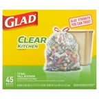 Glad Recycling Tall Kitchen Drawstring Trash Bags, Clear, 13 Gallon, 45 Count