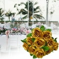 thumbnail image 3 of 10PCS Golden Roses Artificial Flowers, Fake Roses Artificial Flowers, Realistic Roses Bouquet Long Stem for Home Wedding Decoration Party, 3 of 5