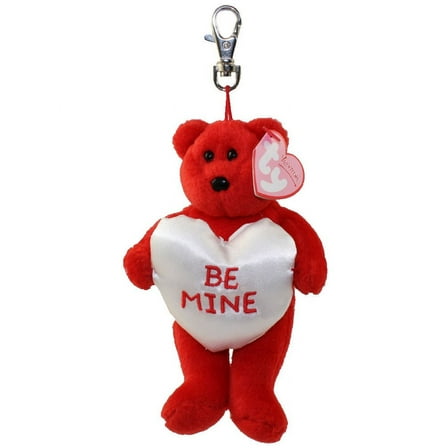 TY Valenteenie Beanie Baby - BE-MINE the Bear ( Metal Key Clip ) (5.5 inch)
