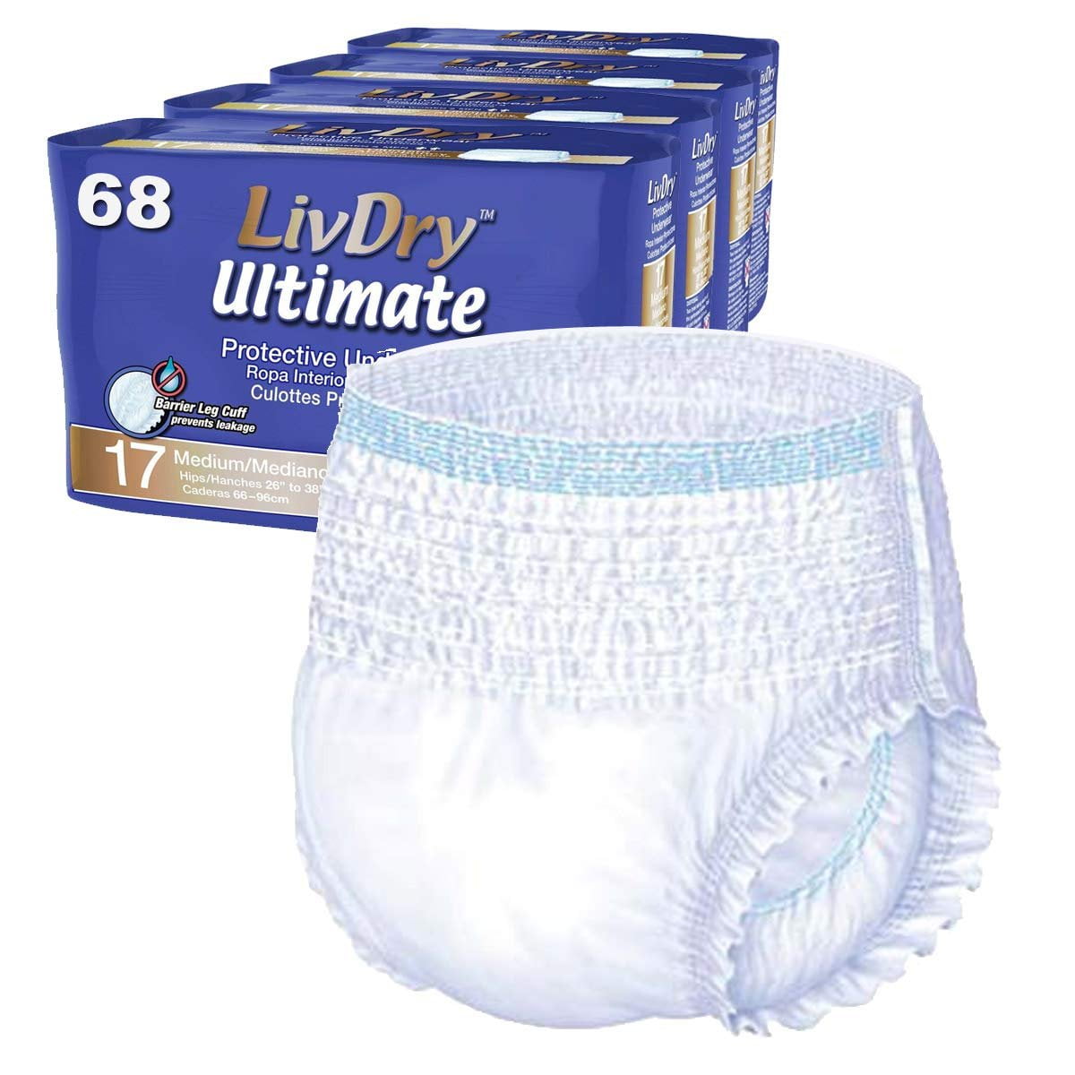 LivDry Adult Incontinence Underwear, Ultimate Comfort Absorbency, Leak