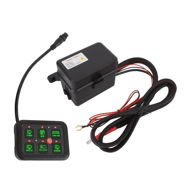 6 Gang Switch Panel Universal Circuit Control Relay System 12V Dimmable Aluminum Shell Switch Panel 720W 60A LED Light Bar Circuit Control Box