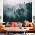 thumbnail image 4 of Tapiz verde bosque, tapiz de pared con niebla y bosque para dormitorio, tapiz de pared con paisaje, tapiz de pared con bosque, tapiz para pared en decoración de hogar, sala de estar, 200 x, 4 of 5