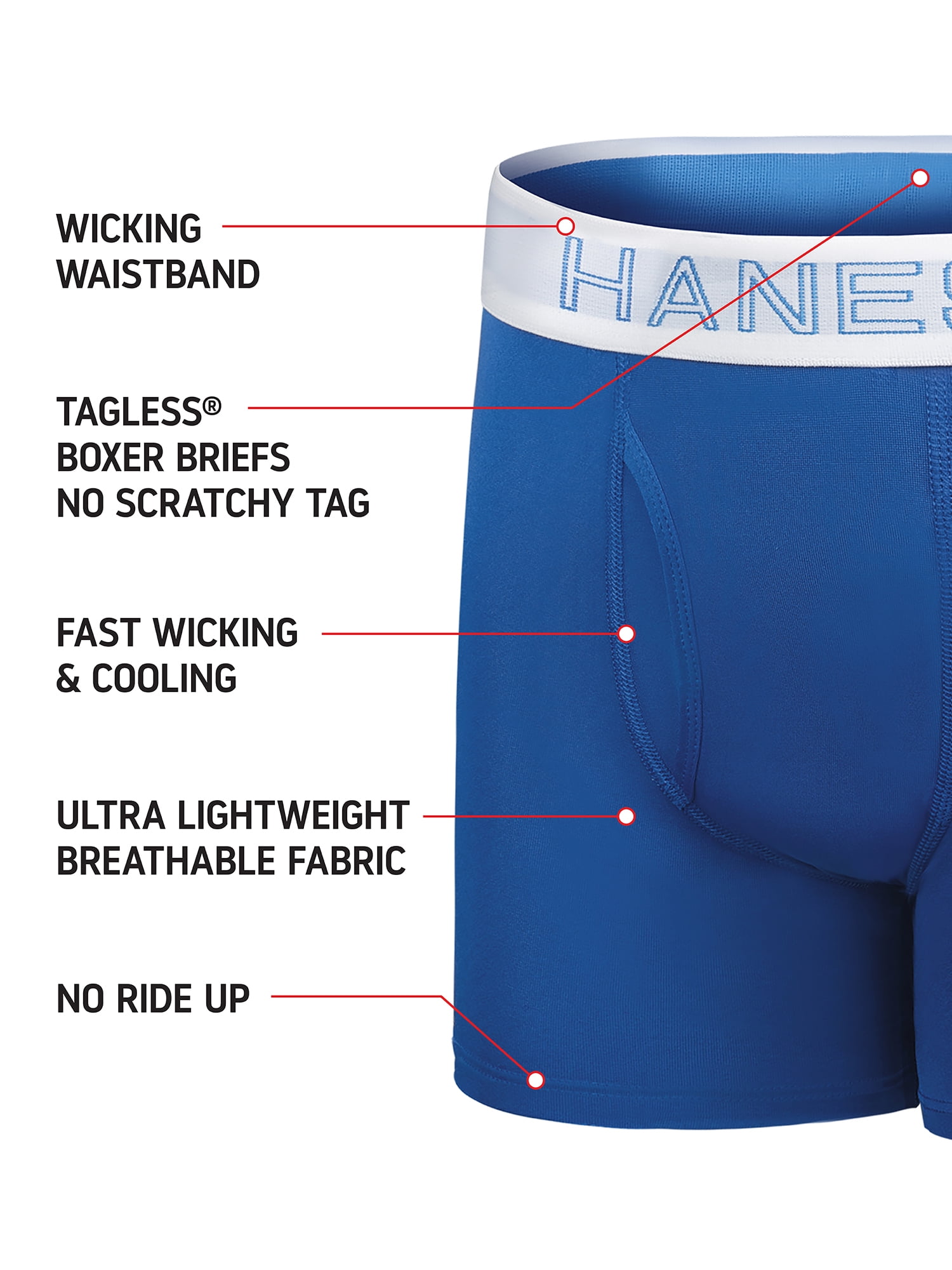 Hanes Boys Boxer Briefs 5-Pack Underwear X-Temp Performance Stretch  Lightweight 