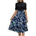 thumbnail image 2 of FDGIU Vintage A-Line Skirt - Women's High Waist Pleated Midi Skirt with Pockets (Polka Dot, Rockabilly Style), 2 of 6