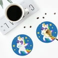 thumbnail image 4 of Fuzoiu Cool Unicorn Star Golden Print Leather Coasters Set,Drink Coasters Set of 4,for Tabletop Protection, Durable PVC Coasters,Home Décor and Housewarming Gift-Round Shape, 4 of 6