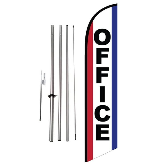 Office Available Real Estate Advertising Feather Banner Swooper Flag Sign with 15 foot Flag Pole Kit and Ground Stake