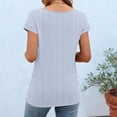 thumbnail image 6 of Htigea Women's Striped T-Shirts Short Sleeve Crewneck Henley Shirt Dressy Button Down Pullover Tops Summer Tees Light Blue S, 6 of 8