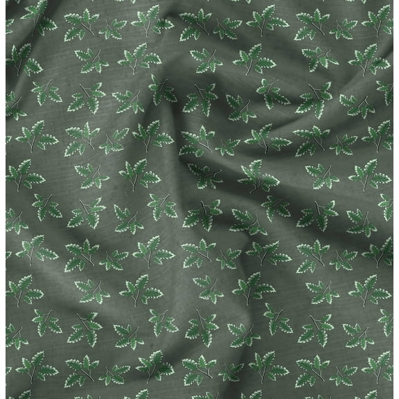 Soimoi Pure Silk Green Fabric By the Yard - 42 Inch Wide - Leaves Print Fabric - Nature - Inspired Elegance for Apparel and Decor Printed Fabric