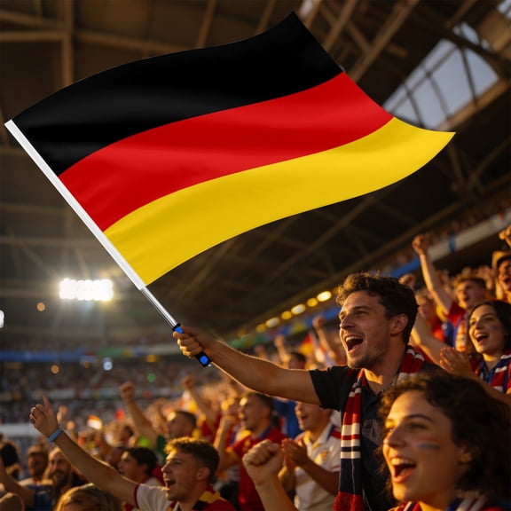 Germany Telescoping Fan Flag – 1.6m Extendable Pole & Large Black Red Gold National Banner for Soccer Matches & Celebrations