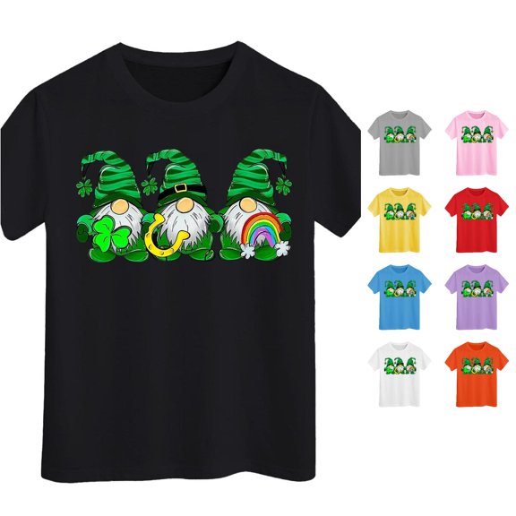 Toddler Girls Summer Casual Tops Crew Neck T Shirts Short Sleeve Shamrocks Print Basic Shirts Size 3-4T ,Black