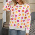 thumbnail image 5 of Bovemsi Womens Sweaters Cozy Autumn New Round Neck Knitted Long Sleeve Sweater Women's Print Warm Comfortable Fit Business Casual Sweaters, 5 of 9