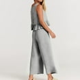 thumbnail image 5 of JINMGG Two Piece Outfits Women, 2026 Fashion Fall 2PC Fashion Woman Round Neck Solid Sleeveless Blouse +Loose Pockets Pants Sets Gray L, 5 of 8