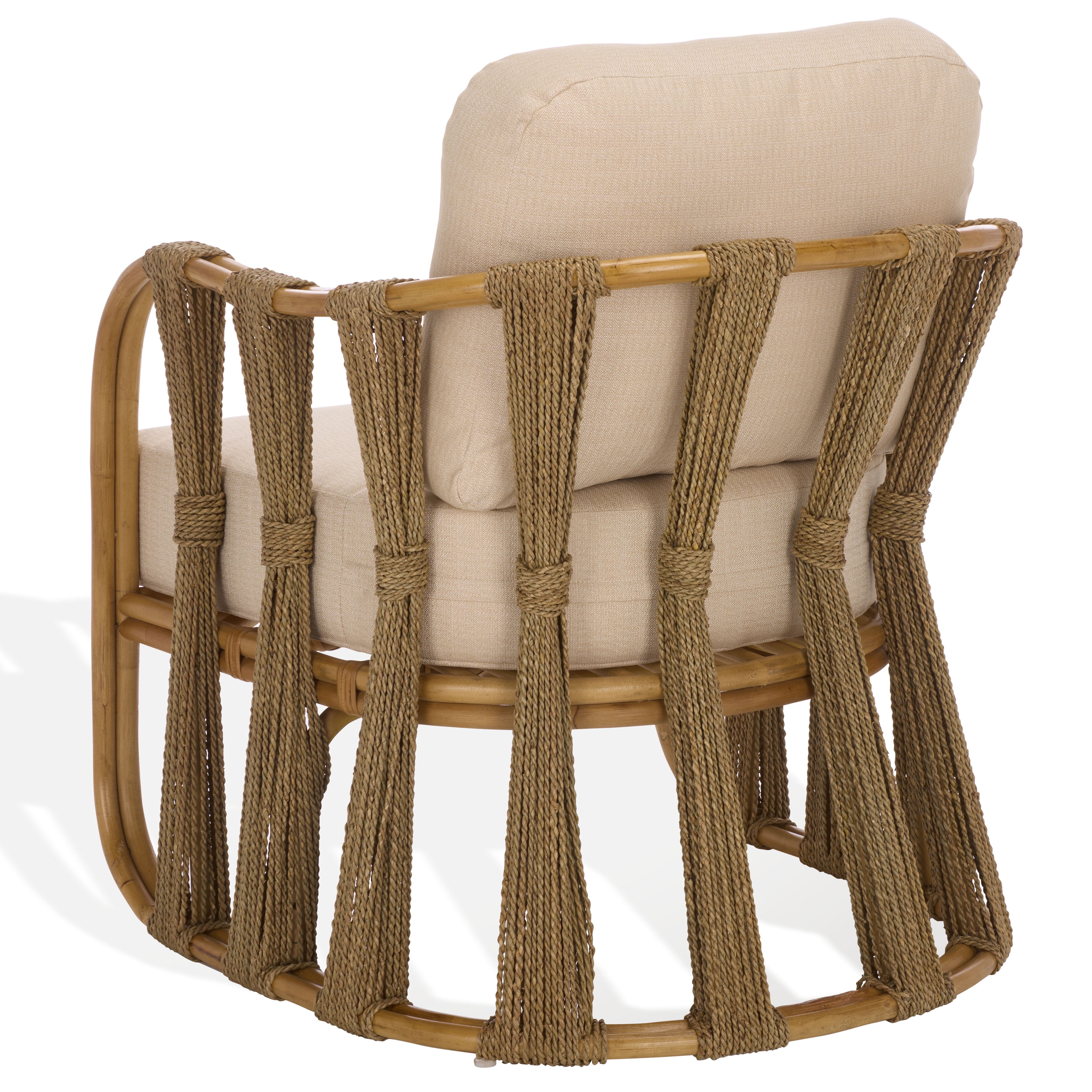 Safavieh Couture Pennylyn Seagrass Modern Accent Chair, Walnut/White