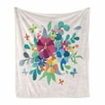 thumbnail image 1 of Floral Soft Flannel Fleece Blanket, Abstract Design of Blended Soft Pastel Colors Flower Bouquet with Flying Butterflies, Cozy Plush for Indoor and Outdoor Use, 60" x 80", Multicolor, by Ambesonne, 1 of 6